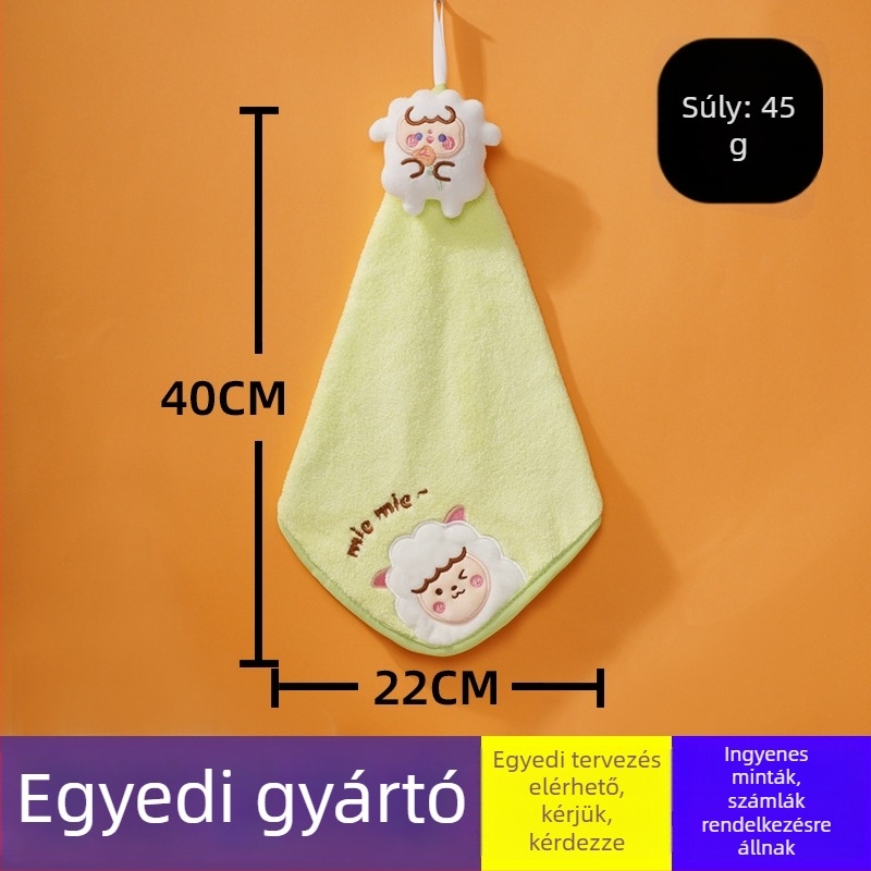 Pooky Bear korall fleece hímzett gyerek törölköző – akasztható, nedvszívó kéztörlő, 30–50 g, testreszabható