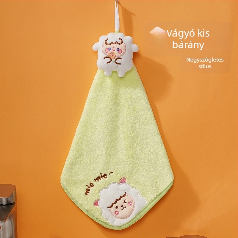 Pooky Bear korall fleece hímzett gyerek törölköző – akasztható, nedvszívó kéztörlő, 30–50 g, testreszabható