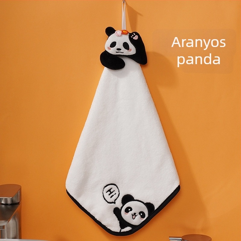 Pooky Bear korall fleece hímzett gyerek törölköző – akasztható, nedvszívó kéztörlő, 30–50 g, testreszabható