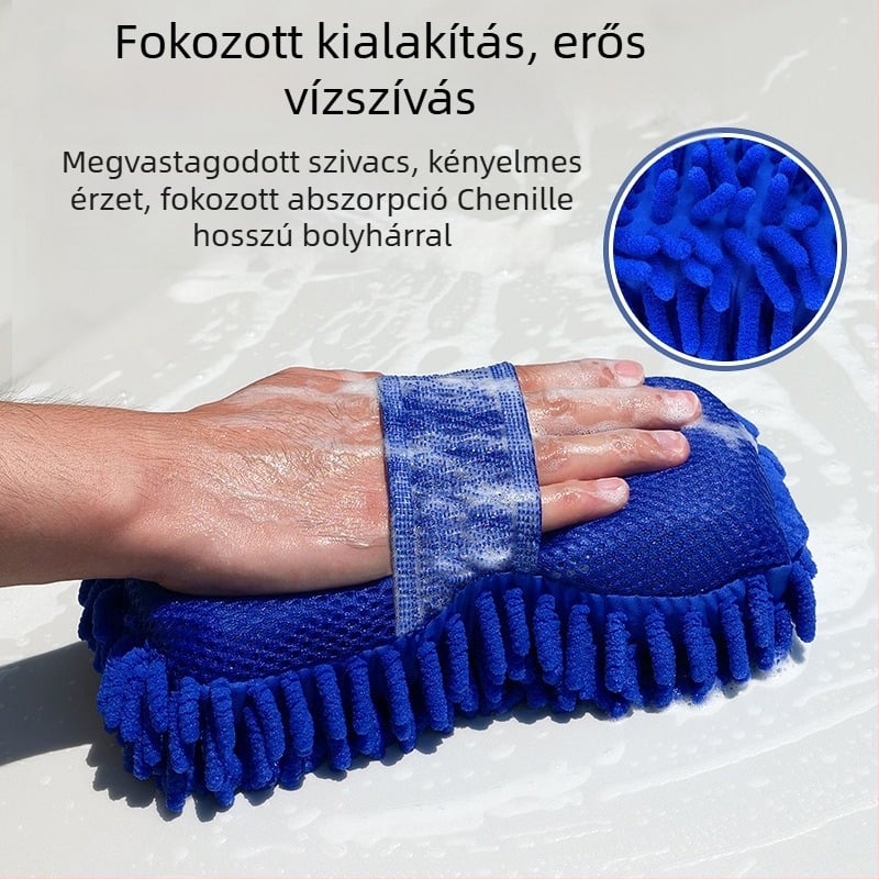 Chenille autómosó szivacs blokk, nagy sűrűségű, 200 g, sokoldalú autóápolási kiegészítő