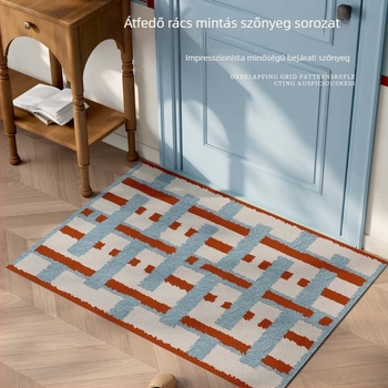 Bejárati ajtó alátét, PVC, drót hurkolt kivitel (wire loop), téglalap alakú, mintázat: csíkok/háló/blokk színek, mosható, testreszabható, koreai/japán stílus