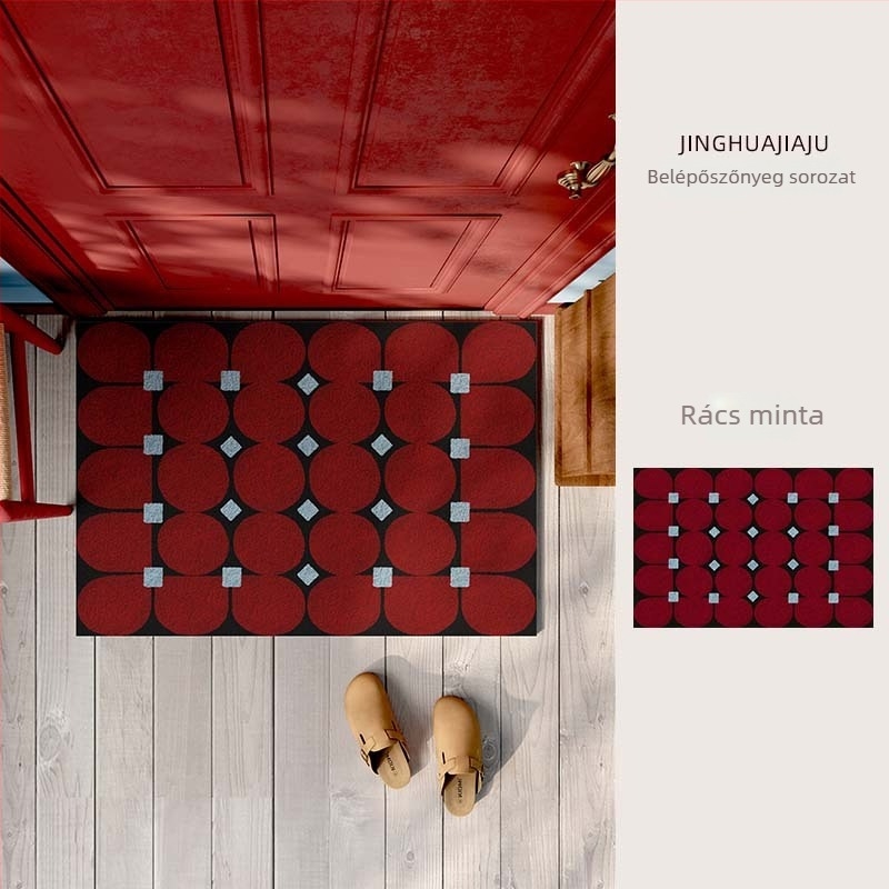 Bejárati ajtó alátét, PVC, drót hurkolt kivitel (wire loop), téglalap alakú, mintázat: csíkok/háló/blokk színek, mosható, testreszabható, koreai/japán stílus