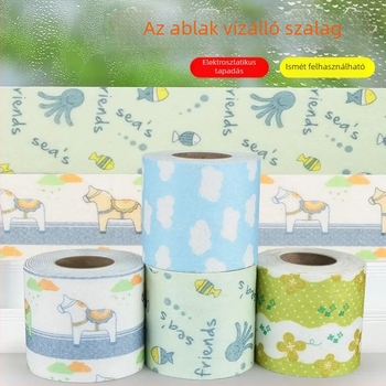 Téli ablaknedvszívó ragasztók – Üveg vízálló matricák, vastagított kivitel a vízfolyás megelőzéséért az ablakkal szemközti párkányon, nappaliban