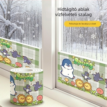Téli ablaknedvszívó ragasztók – Üveg vízálló matricák, vastagított kivitel a vízfolyás megelőzéséért az ablakkal szemközti párkányon, nappaliban