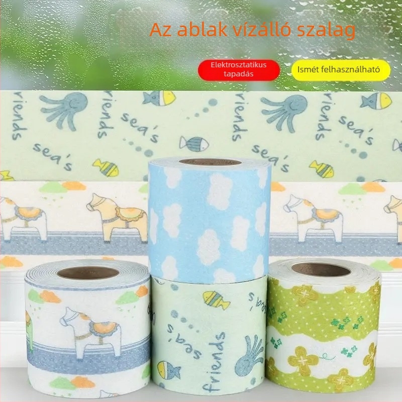 Téli ablaknedvszívó ragasztók – Üveg vízálló matricák, vastagított kivitel a vízfolyás megelőzéséért az ablakkal szemközti párkányon, nappaliban