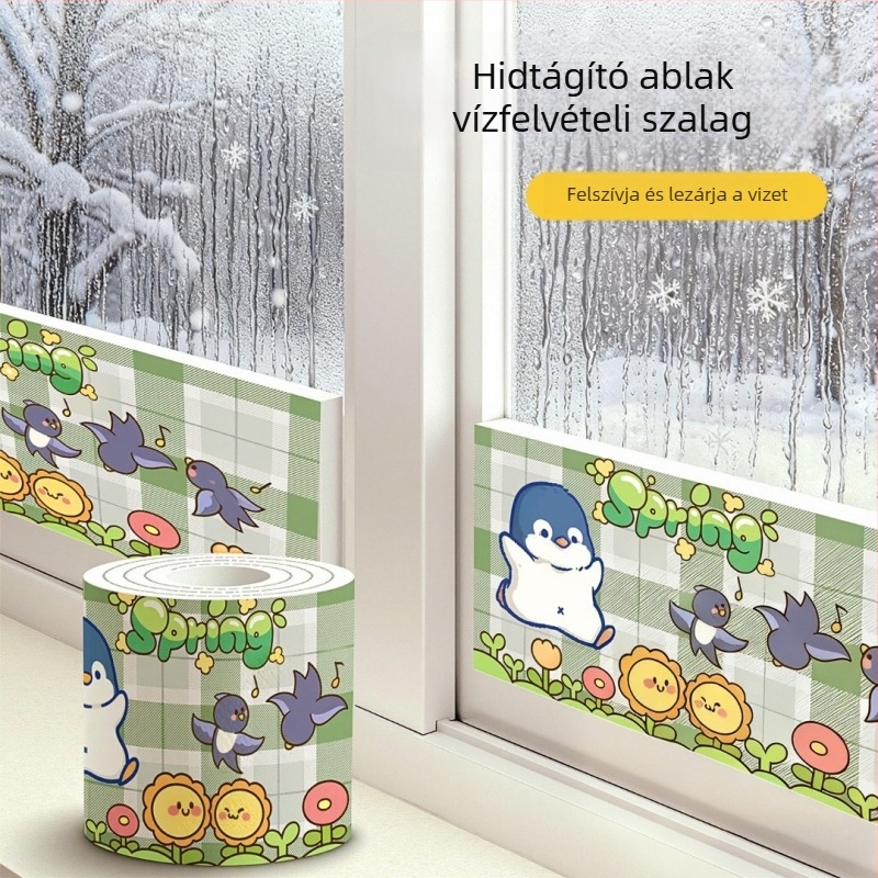 Téli ablaknedvszívó ragasztók – Üveg vízálló matricák, vastagított kivitel a vízfolyás megelőzéséért az ablakkal szemközti párkányon, nappaliban