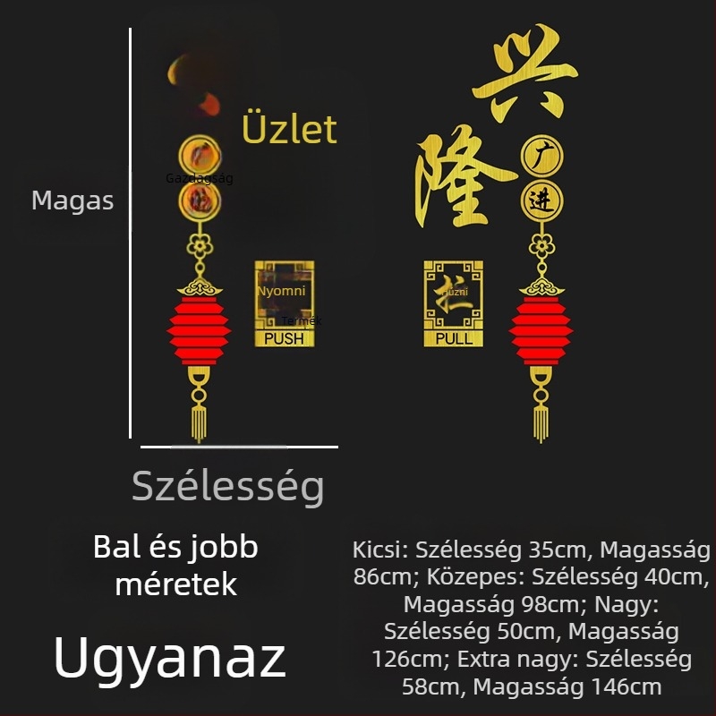 Fali matrica kínai stílusú, PVC anyagú, tükrös hatású, egy darab, üvegajtókhoz alkalmas