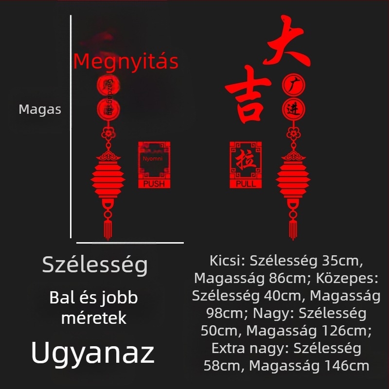 Fali matrica kínai stílusú, PVC anyagú, tükrös hatású, egy darab, üvegajtókhoz alkalmas