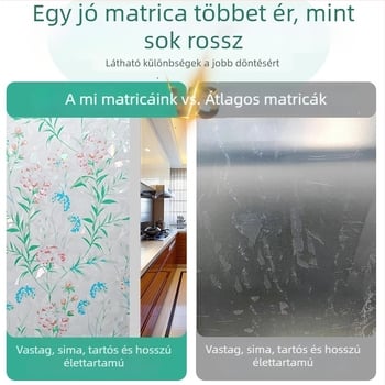 PVC alapú statikus üvegfólia virágos mintával, matt áttetsző ablakfólia magánélet és hőszigetelés