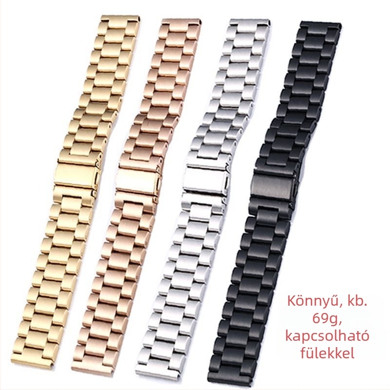 Apple Watchhoz való rozsdamentes acélból készült szíj, 20/22 mm, három gyöngyös dizájnnal, kompatibil Huawei GT3