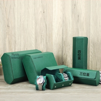 Keresztmintás marhabőr mechanikus órák tároló doboza, hat rekesz, hordozható, valódi bőr