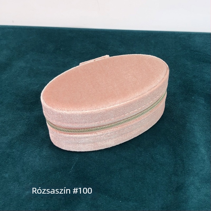 Tojás alakú ovális ékszer-tároló doboz, textil anyagból, hordozható utazásokhoz, karton csomagolás