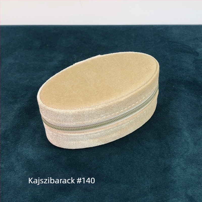 Tojás alakú ovális ékszer-tároló doboz, textil anyagból, hordozható utazásokhoz, karton csomagolás