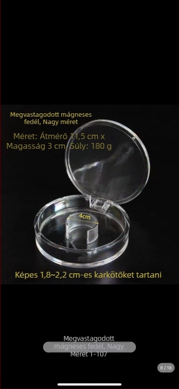 Akril agyaggyöngyök kiállítási doboza, anyag: PC, csomagolási szint: kiskereskedelmi/terminál csomagolás, csomagolás típusa: csomagoló taska, cél: karkötő csomagolás