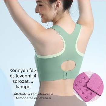 Női sportmelltartó vékony formázott kosarakkal, levehető betétekkel, rögzített kettős vállpántok, hátul három sor kapocs, nylon anyag