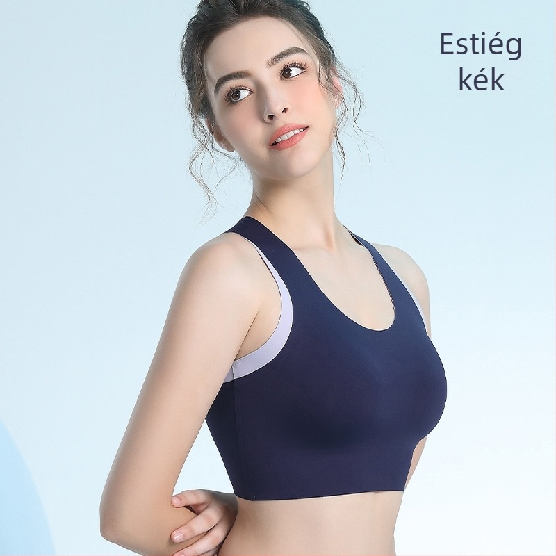 Női sportmelltartó vékony formázott kosarakkal, levehető betétekkel, rögzített kettős vállpántok, hátul három sor kapocs, nylon anyag