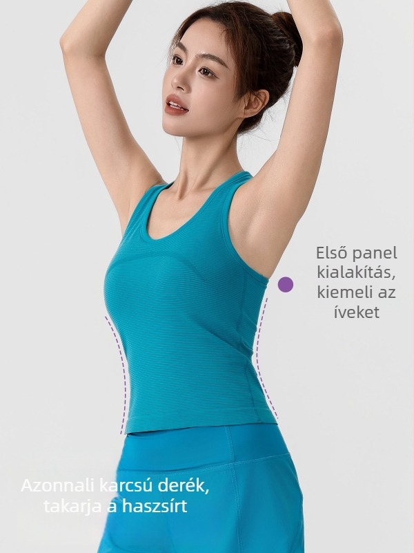 Sportmelltartó fix beépített kosárkákkal, csípőig érő hossz, légáteresztő nylon-spandex keverék, gyorsan száradó, 2025-ös megjelenés