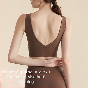 1/4 kosár sportmelltartó, V-hát, jóga-vest, mellkas párnázással, anyag Nylon+Spandex