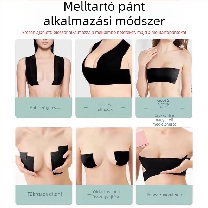 Szilikon mellszívó tapasz – ultra vékony, láthatatlan, lélegző, virág alakú mellbimbó formával, formázó szalag