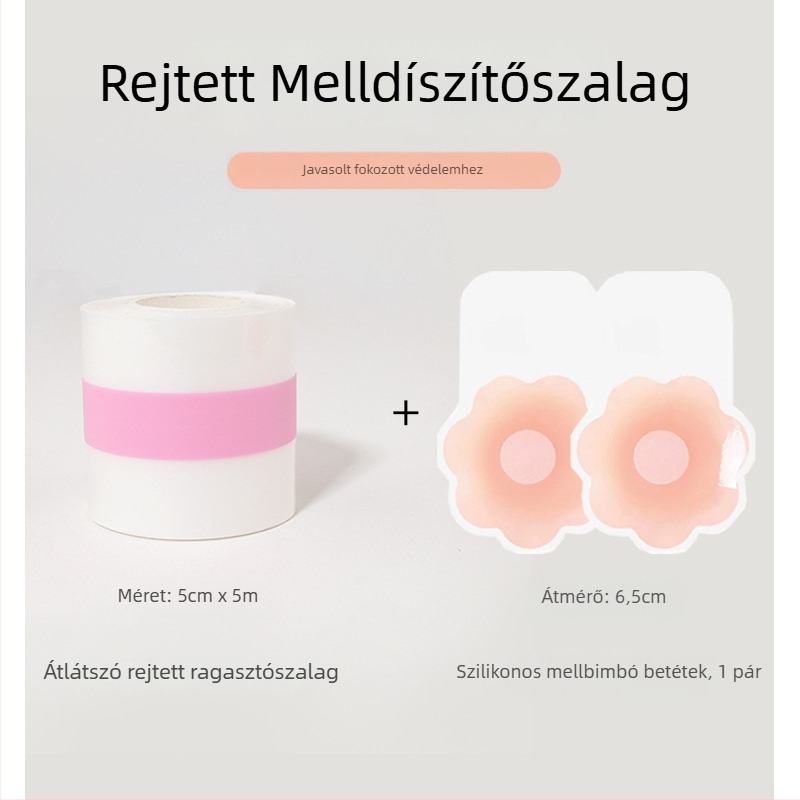 Szilikon mellszívó tapasz – ultra vékony, láthatatlan, lélegző, virág alakú mellbimbó formával, formázó szalag