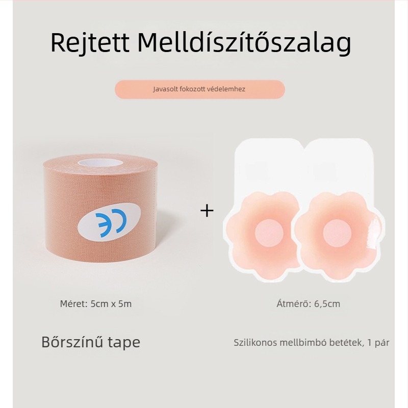 Szilikon mellszívó tapasz – ultra vékony, láthatatlan, lélegző, virág alakú mellbimbó formával, formázó szalag