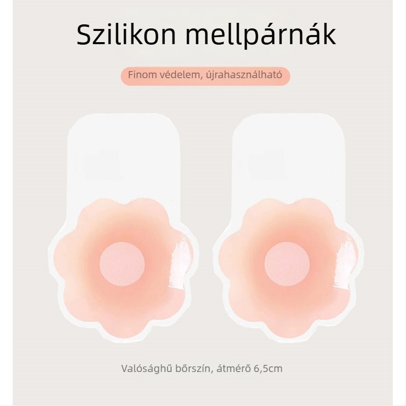 Szilikon mellszívó tapasz – ultra vékony, láthatatlan, lélegző, virág alakú mellbimbó formával, formázó szalag