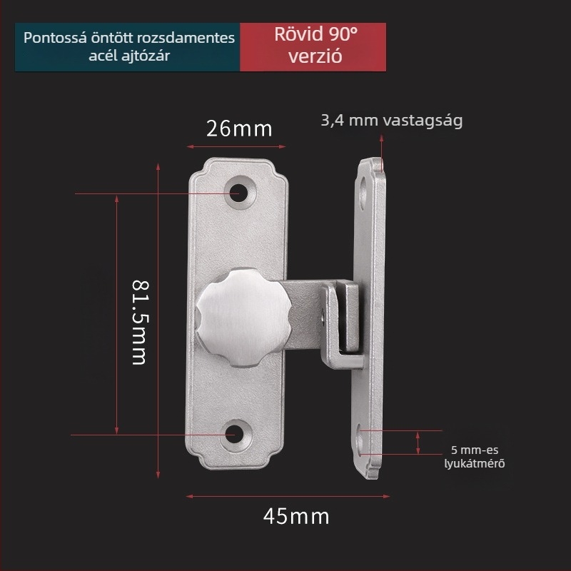 Súlyos teherbírású pajtaajtó zár, 90°/180°-os zárási mód, 304 rozsdamentes acélból, matt/fekete felület, modern minimalista stílus