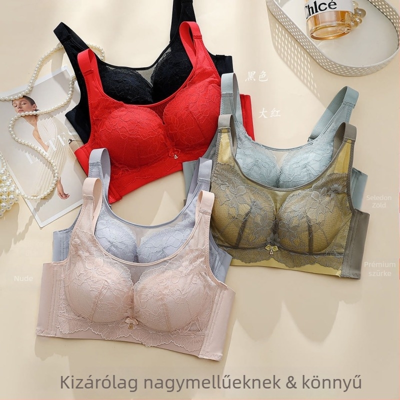 1633 Őszi-téli új mágnes nélküli melltartó, széles vállpántokkal, plus méret, 3/4 kosár, vékony kosár, állítható, push-up, nőknek