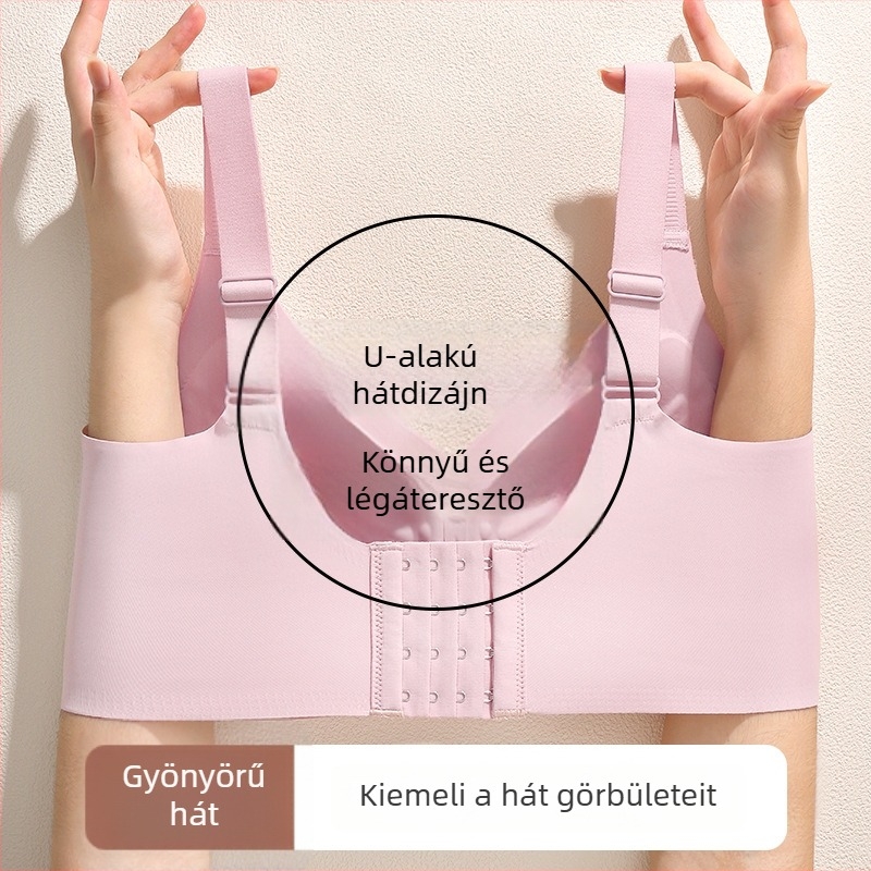 Lélegző varrás nélküli melltartó, merevítő nélkül, összegyűjti az oldalsó melleket, kényelmes, anti-sag hatás, állítható kosár, szép hátsó