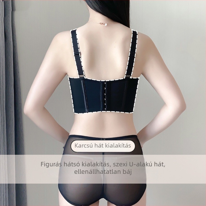 Nylon anyagú melltartó készlet, vékony formázott kosár, rögzített dupla vállpántok, hátoldali zár hat sor kapocs