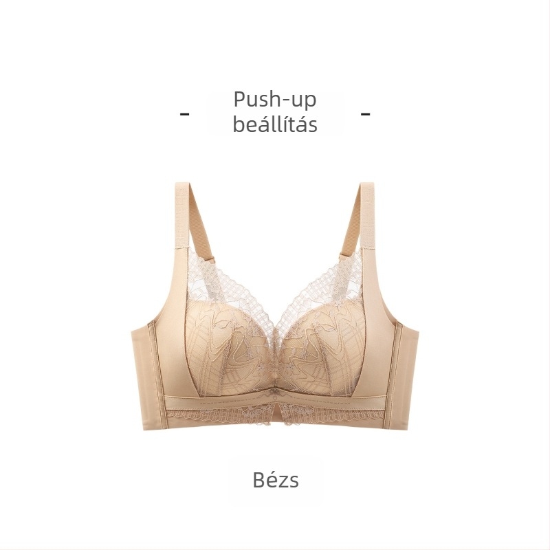 Vezeték nélküli csipkés melltartó kismellre, push-up és emelés, állítható 3/4 kosár