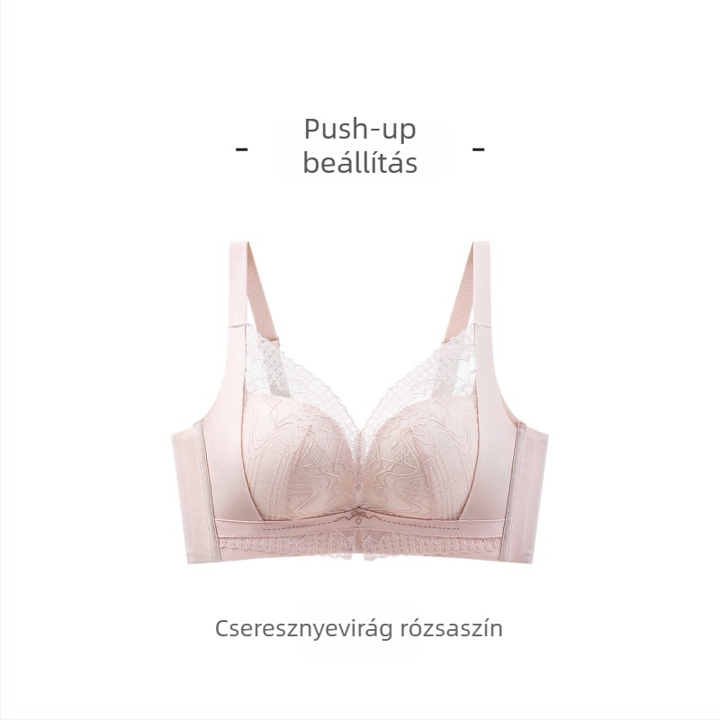 Vezeték nélküli csipkés melltartó kismellre, push-up és emelés, állítható 3/4 kosár