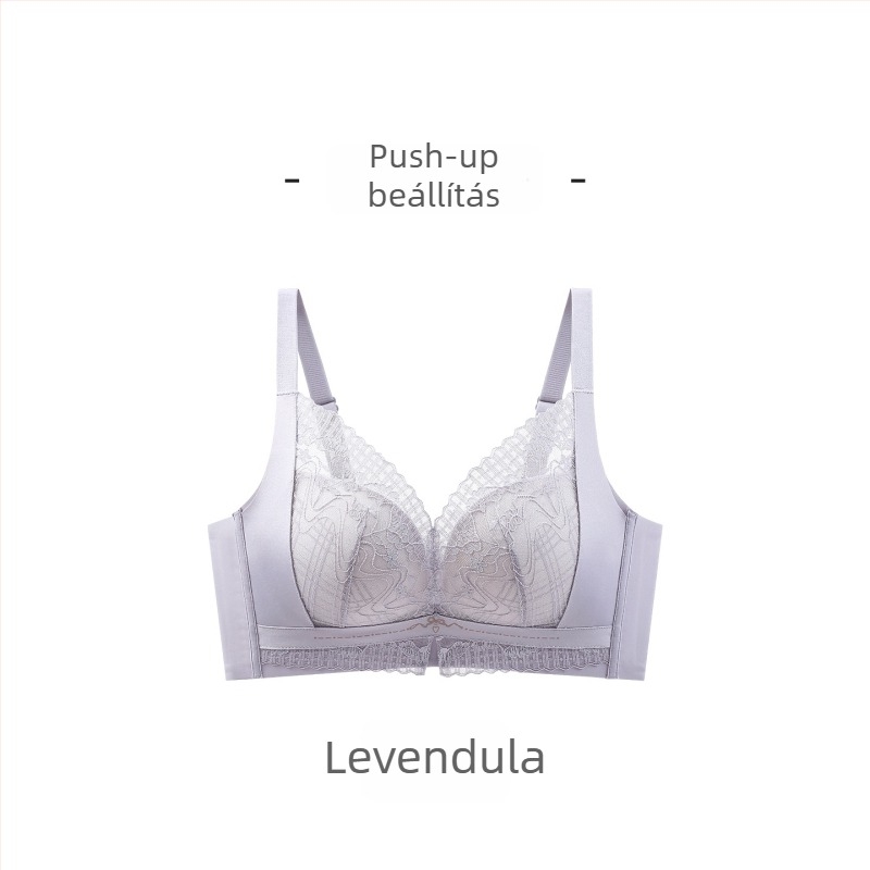 Vezeték nélküli csipkés melltartó kismellre, push-up és emelés, állítható 3/4 kosár