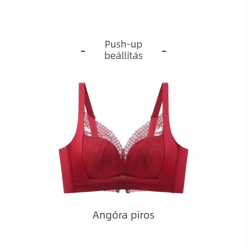 Vezeték nélküli csipkés melltartó kismellre, push-up és emelés, állítható 3/4 kosár