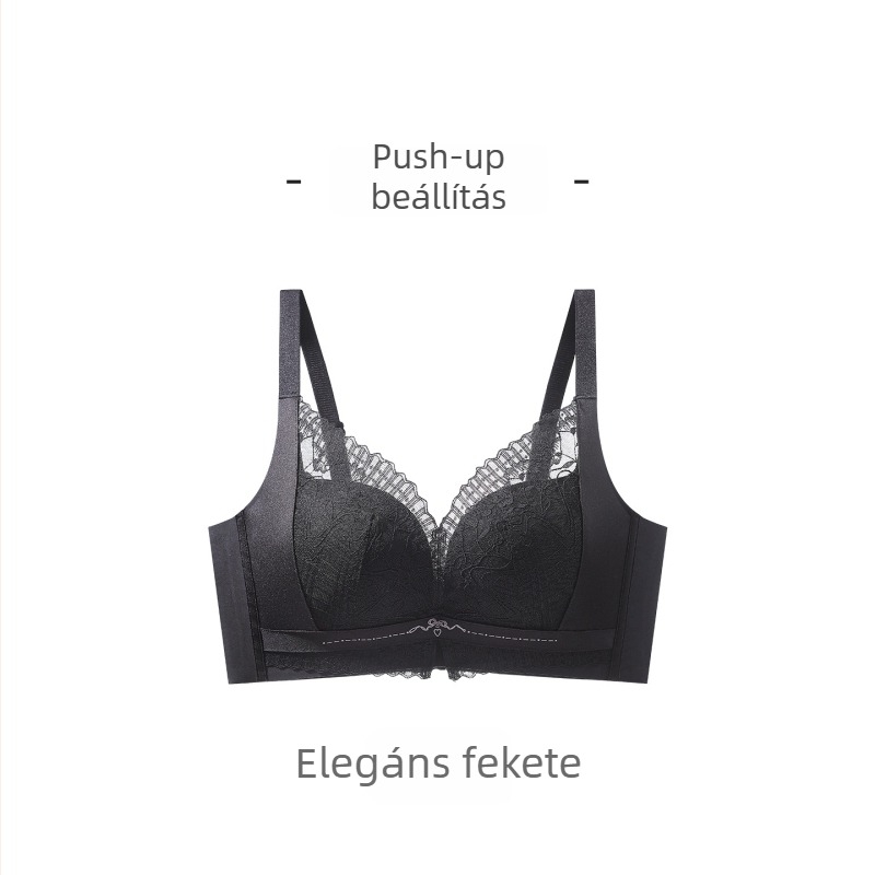 Vezeték nélküli csipkés melltartó kismellre, push-up és emelés, állítható 3/4 kosár