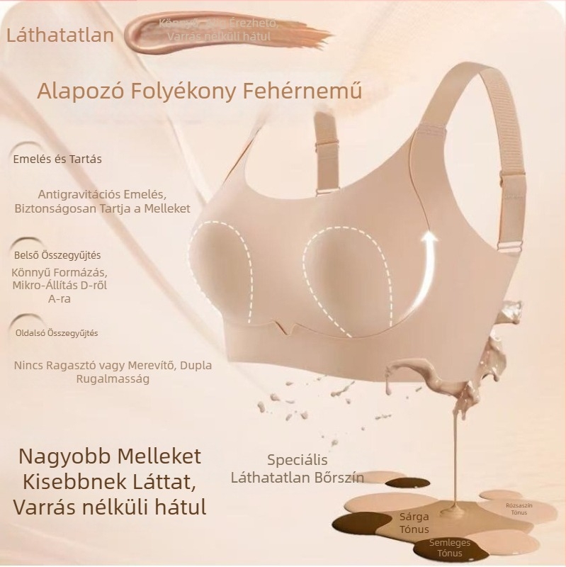 Láthatatlan varrás nélküli melltartó, ultra vékony formázott kosarakkal, nyúlfül alakú kosarak, emelés és formázás, kényelmes