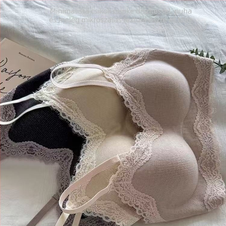 Női bolyhosított thermális melltartó kis mellemhez, push-up, vékony fazon, varrás nélküli, anti-megnyúlás, sexy hátsó dizájn
