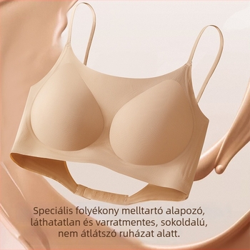 Szemcsés láthatatlan melltartó nylon anyagból, habos kosár, csipkés állítható pántok, hátul egy sor csattal, kényelmes formázás
