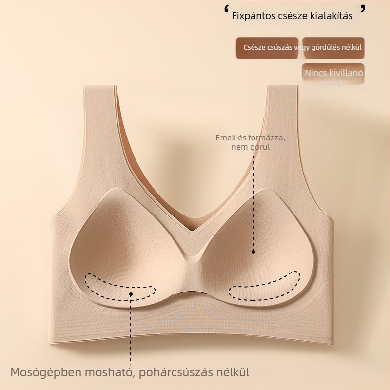 Drót nélküli sportmelltartó, teljes kosár kis mellemhez, oldalról összegyűjti a mellet, anti-sag támogatás, kényelmes hátsó rész