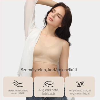Varrat nélküli, drót nélküli, pánt nélküli push-up hatású melltartó, beépített kosarakkal