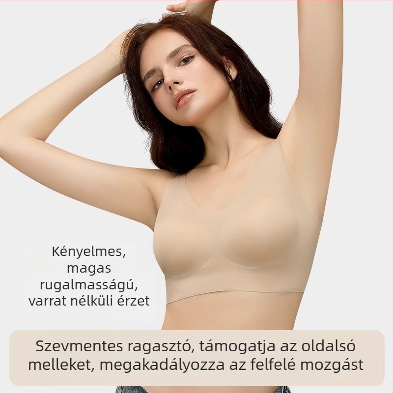 Varrat nélküli, drót nélküli, pánt nélküli push-up hatású melltartó, beépített kosarakkal