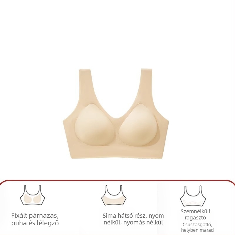 Varrat nélküli, drót nélküli, pánt nélküli push-up hatású melltartó, beépített kosarakkal