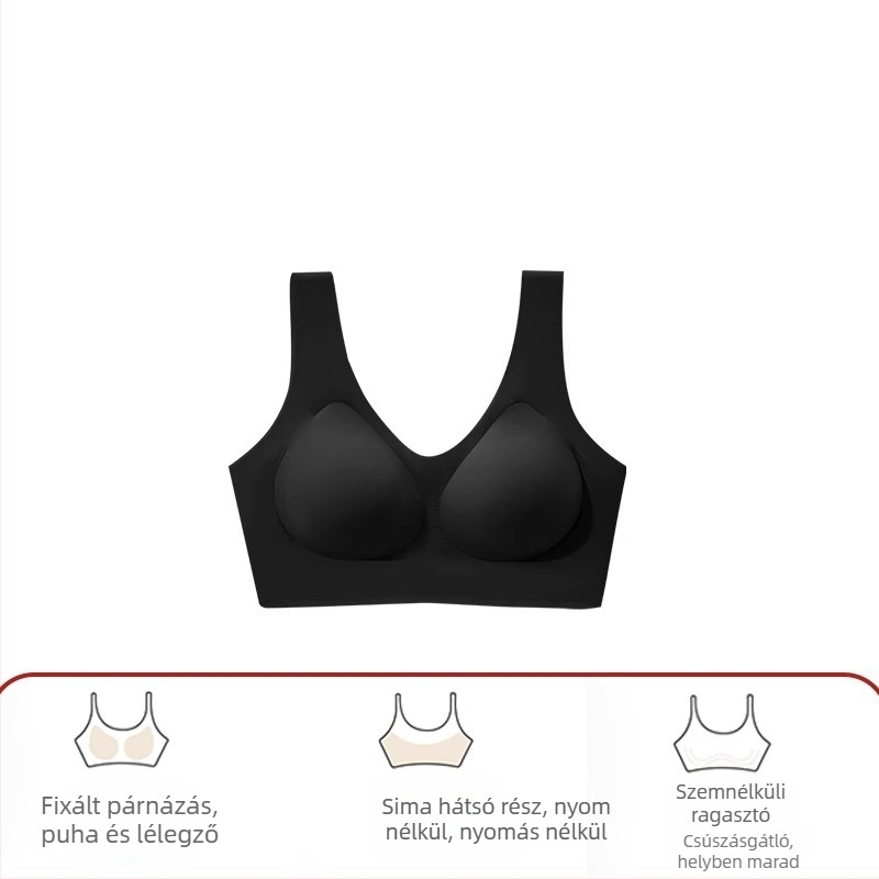 Varrat nélküli, drót nélküli, pánt nélküli push-up hatású melltartó, beépített kosarakkal