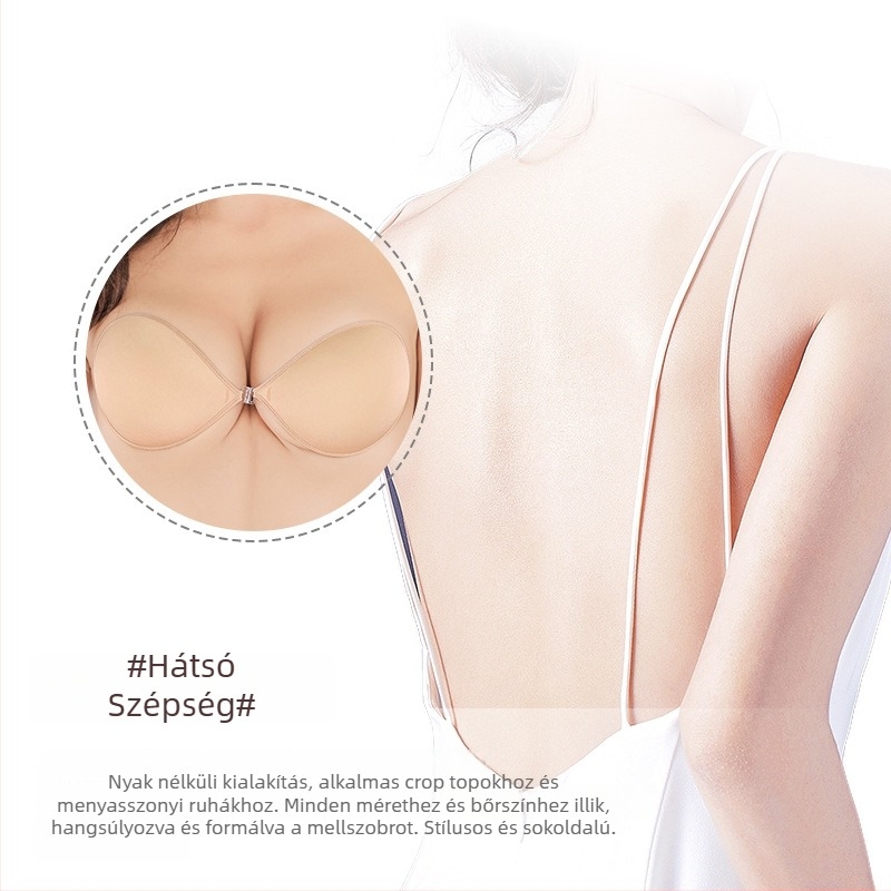 Egy darabos, vállpánt nélküli szilikon melltartó ragasztólap, hát nélküli, fényes, láthatatlan, 1/2 kosár, vékony formázó kosár