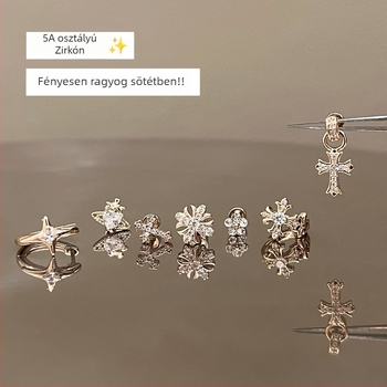 Fülbevalók – titán‑acél csavaros fülcsonti ékszer, geometriai forma, elektroplatált felület, Tyg márka, rozsdamentes acél tüske