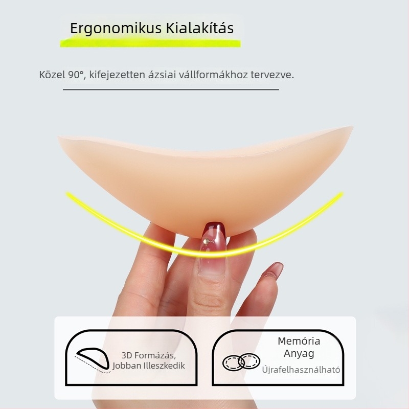 Szilikon vállpárna, láthatatlan, átlátszó, derékszögű kialakítás, vastított, csúszásmentes, uniszex, varrat nélküli