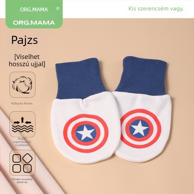 Pamut bébi kesztyűk – anti-karcolás arcvédelmi funkció, uniszex, újszülöttek számára, téli, tavaszi és őszi szezonokra