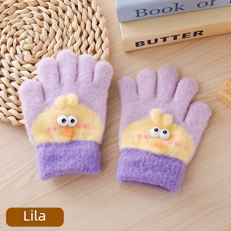 Baba szétválasztott ujjas kesztyűk, nylon, melegen tartó, mesefigurás mintával, 2-4 éveseknek