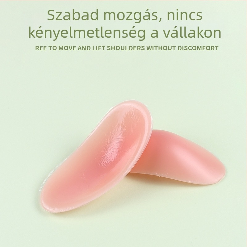 Átlátszó szilikon vállpárna – láthatatlan, öntapadó, csúszásmentes, derékszögű forma, keskeny vállakhoz, uniszex