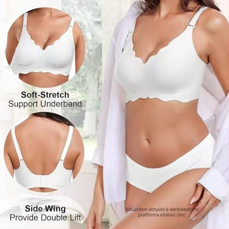 Sima varrás nélküli push-up melltartó levehető dupla pántokkal, 3/4 kosár, nylon-spandex bélés, Jelly Glue technológia